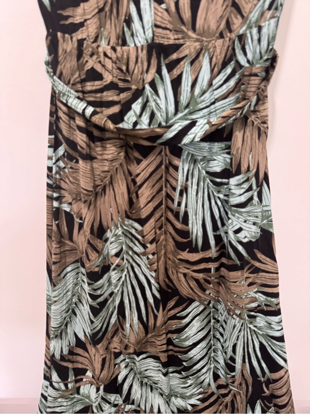 H&M Maxi Dress with Mint and Taupe Leaf Print | Very Good Condition - Picture 3 of 10